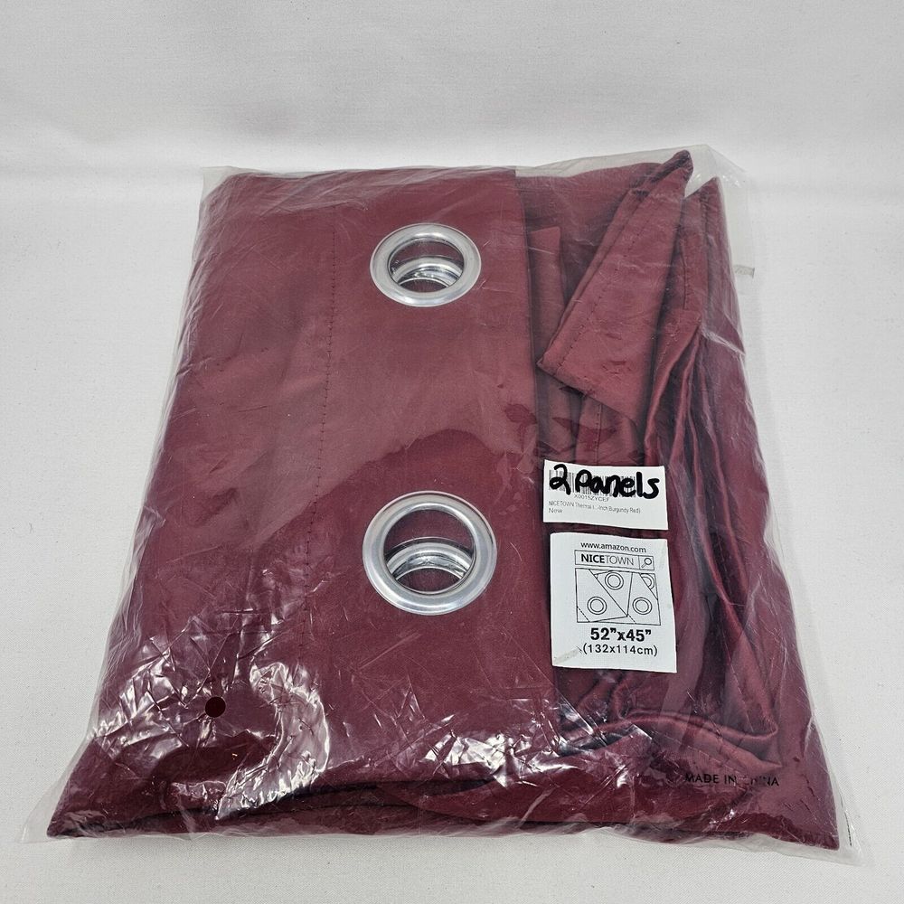 Nicetown Blackout Thermal Insulated Curtains Burgundy Red 52"X45" (Set Of 2) NEW